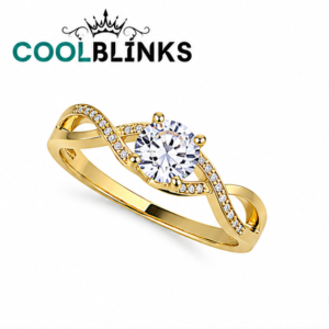 Cool Blinks Gold Infinity Twist Ring with Round Solitaire Stone