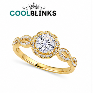 Cool Blinks Floral Halo Ring – Gold Tone Plated Twisted Band