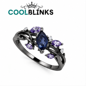 Cool Blinks Nature Vine Ring – Black Tone Plated Multi-Color Cubic Zirconia Band