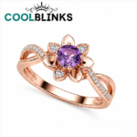 Cool Blinks Flower Ring  – Rose Gold Tone Plated Crossover Band