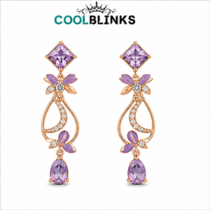 Cool Blinks Floral Chandelier Earrings  – Rose Gold Tone Plated Drop Design