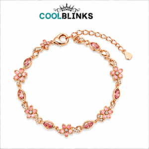 Cool Blinks Floral Link Bracelet   – Rose Gold Tone Plated Chain